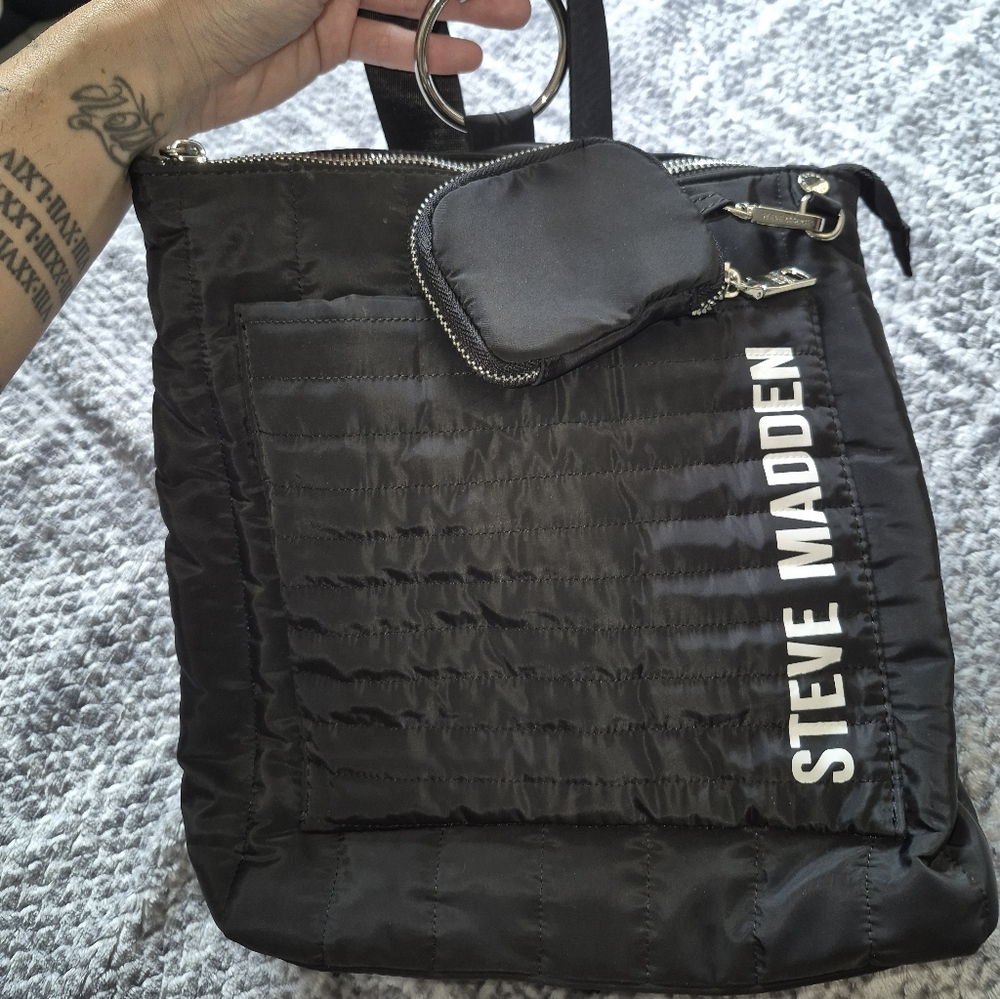 Steve Madden Quilted Black Backpack